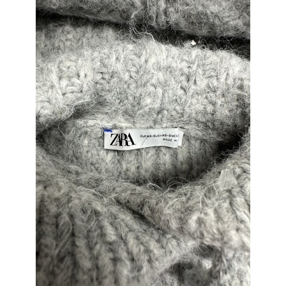 Zara Oversized Knit Sweatshirt Womens‎ Size XS Gray Chic - Picture 7 of 11